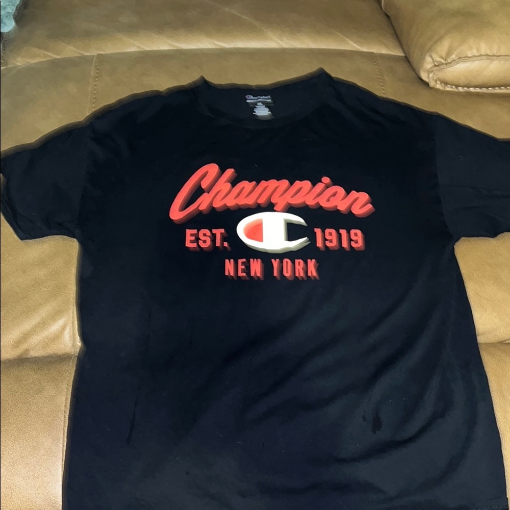 Champion Black T-Shirt with Red Logo